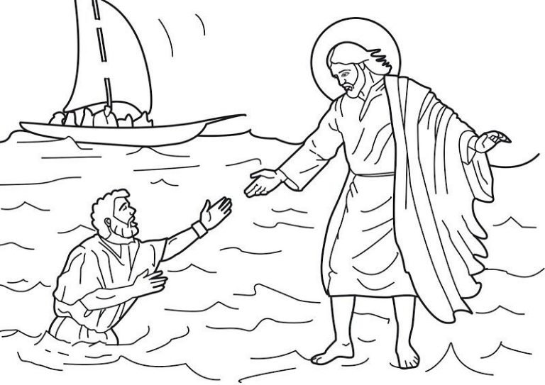 Peter Walks On Water Coloring Page Weirdwarworld Children Coloring 